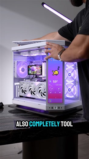 Tristin Pivnick on Instagram: "Is this one of the most popular PC cases of all time? The @hytebrand Y70 Touch Infinite ✅ 14.9 Inch Included Touch screen ✅ Included Vertical GPU mount + Riser cable ✅ Tool-less panels ✅ Panoramic Glass Design ✅ Exceptionally easy to build in Parts and stuff: -Case: HYTE Y70 Touch Infinite -MB: @msius MPG B850 Edge TI WIFI -GPU: MSI Gaming Trio White 5070 Ti -AIO: @tryxglobal 360 Panorama -CPU: @amdxgaming Ryzen 7 9800X3D -RAM: @corsair Dominator Titanium 96GB -SSD