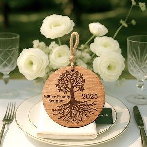 Custom Wood Ornaments - Bulk Wooden Wedding Favors, Family Reunion Gifts & Unique Guest Keepsakes - Etsy