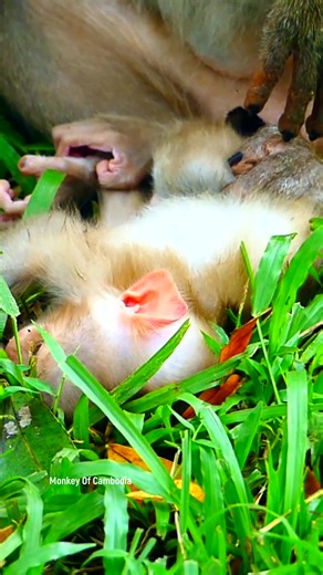 Tragic Moment in the Wild: Frail Baby Monkey Collapses in Exhaustion While Its Mother Shows No Compassion, Denying the Essential Milk That Could Give the Little One Strength and Hope #fypviralシ #cute #monkey #monkeys #animal #babymonkey #reel #facebookviral #fblifestyle | Monkey Of Cambodia
