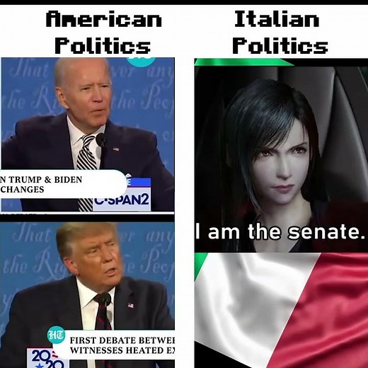 Italian politics vs American Politics - Tifa Lockhart Italian Senate meme
