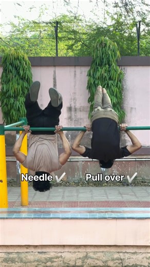 Pull Over vs Needle hold 🔥 Which Skill Looks Harder ? #shorts