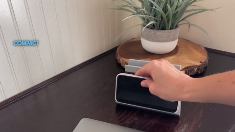 Vertical Laptop Stand - Automatic Adjustable Multi-Device Organizer With Non-Slip Silicone Pad - Ideal Home & Office Stand for Men & Women - Desk Dock