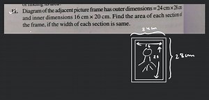 Diagram of the adjacent picture frame has outer dimensions =24 ... | Filo