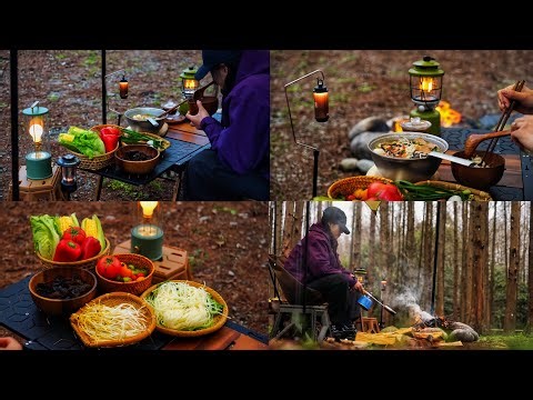 Solo Camping | Small Pot Rice Noodles by the Stream