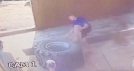 Damn: Tire Explosion Rocks Dude Who Tries To Put Out The Fire!