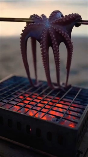 Giant Octopus Roasted on the Beach
