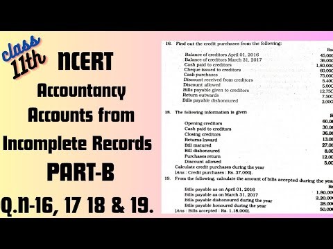 | Accounts from Incomplete Records | Q.N- 16, 17, 18 & 19 | Class-11th NCERT PART-B Chapter No-3|