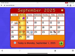 Starfall September dates￼