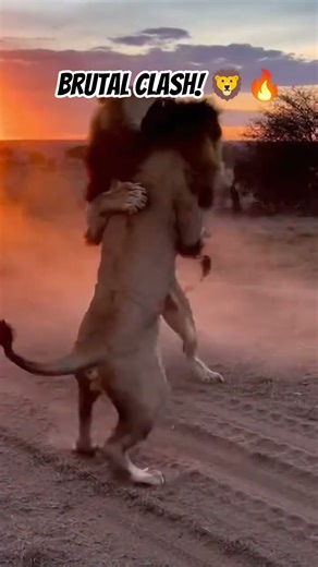 Two Male Lions Fight for Dominance‼️Brutal Clash! 🦁🔥