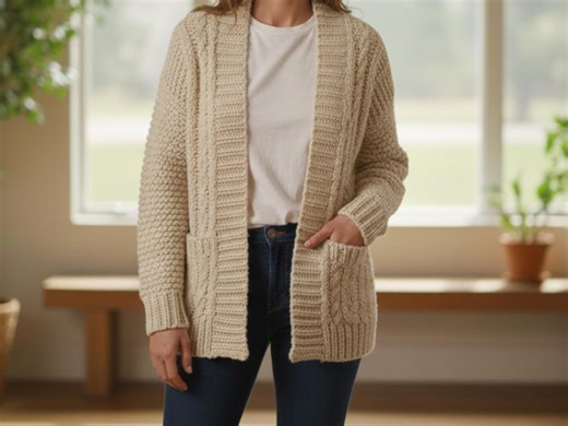 Easy Knit Cardigan Pattern PDF – Women’s Sweater With Pockets, Cozy Knitwear, Beginner Friendly - Etsy UK