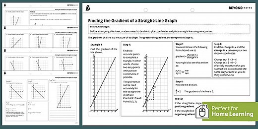 Finding the Gradient of a Straight-Line Graph KS3 Walkthrough Worksheet