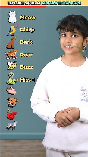 Learn 10 Fun 🔊 Sound Words | Meow to Howl | Kids English | Adi Connection #shorts