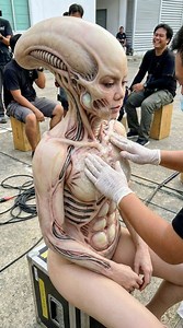 turning a human into a biomechanical alien masterpiece. 🧠⚙️🎨 the detail on this full body prosthetic suit is insane! bts magic on set #sfxmakeup #behindthescenes #prosthetics #biomechanical #alien #cyborg #filmmaking #setlife #transformation #artistry #moviemagic #scifi #satisfying #fyp #reelsfb #viral #creaturedesign | Pap Ancient