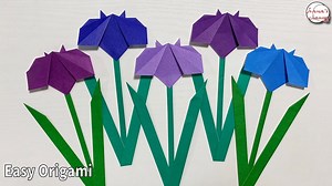【簡単折り紙】菖蒲(あやめ)の折り方【Easy Origami】How to make cute iris 색종이접기 창포　简单的折纸　鸢尾花　文目　しょうぶ　folding paper 5月　6月 – hana’s channel