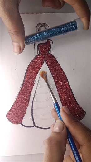 beautiful dress drawing with glitter #howtodraw #entertainment