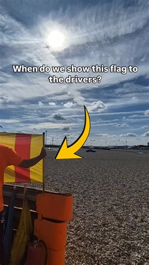 Red and Yellow Drivers, beware! This flag indicates a slippery track surface due to oil, dirt, puddles, or small debris. Did you give the right answer? | Trackmarshal Ruben | Facebook