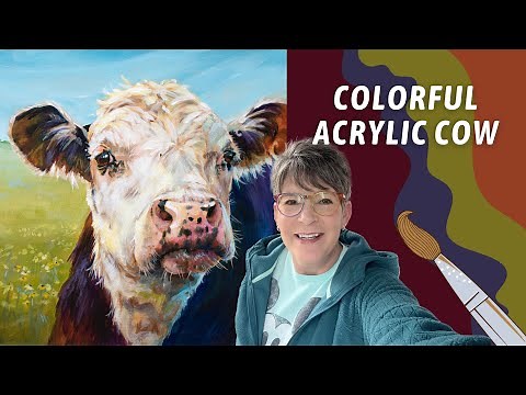 FUN Vibrant COW Painting! Traceable AVAILABLE! Acrylic Techniques! By: Annie Troe