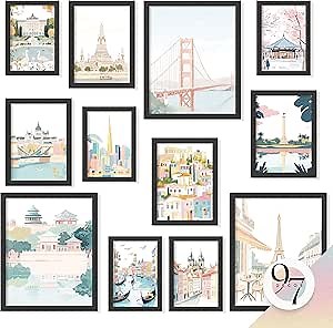 97 Decor Vintage Travel Posters Wall Art - Retro Travel Decor For Home, Traveling Art Prints For Wall, Around The World Destination Pictures Famous City Artwork For Classroom Decoration (Unframed)