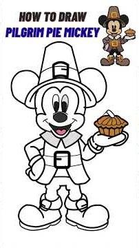 How to Draw PILGRIM PIE MICKEY 🥧 Disney Thanksgiving Art Hack! #shorts