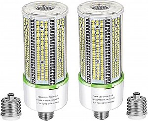 TJBB 2 Pack 100W Led Corn Cob Light Bulb, E26/E39 Base led Bulb (250-400W MH/HPS Replace) Indoor Outdoor Lighting for Garage Warehouse High Bay Parking Lot Wall Pack