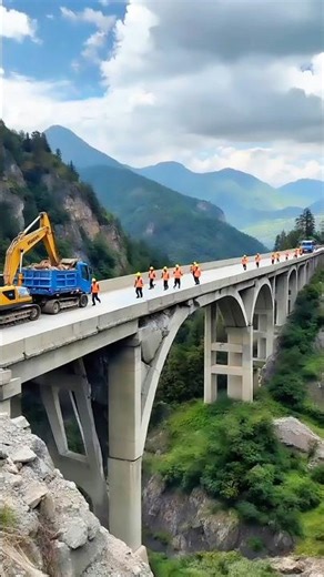 VIRAL RESCUE: Workers Scream Warning as Bridge Shows Collapse Signs! #fail #excavator #construction