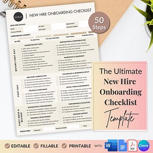 New Hire Onboarding Checklist: HR Template (customizable) - Etsy