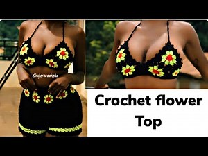 Crochet flower bikini top / crochet flower motif top