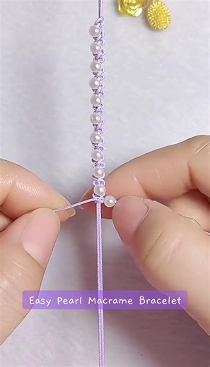 Simple pearl macrame bracelet tutorial ✨ This delicate design is perfect for beginners! You can use any beads and cord color you have at home. Practice, relax, and enjoy the process 💜🧵 #MacrameBracelet #BeadBraceletDIY #PearlBracelet #DIYJewelry #HandmadeBracelet #BraceletTutorial #MacrameForBeginners #JewelryMaking #CraftWithMe #EasyDIY #BeadingTutorial #TikTokCrafts