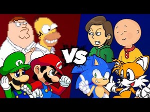 MUGEN Battle - Mario/Luigi/Homer Simpson/Peter Griffin vs Sonic/Tails/Boris Anderson/Caillou
