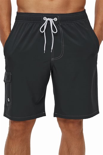 Tyhengta Men's Quick Dry Swim Trunks Mesh Lining Beach Board Shorts with Pockets Carbon gray XL