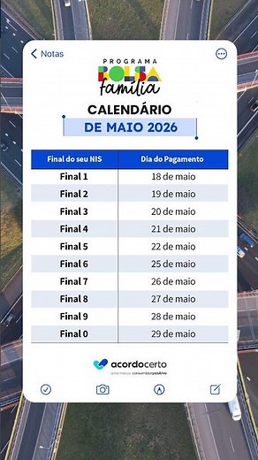 Calendário Oficial Atualizado Bolsa Família Maio 2026 🗓️