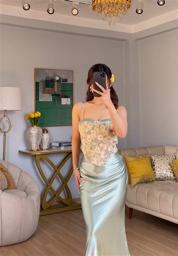 Timeless Silhouette: Sculpted Corset and Satin Skirt