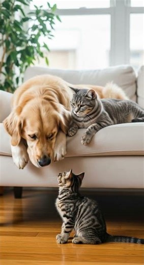 Cat mom and dog dad Unbelievable pet friendship moments #cat #dog #animal