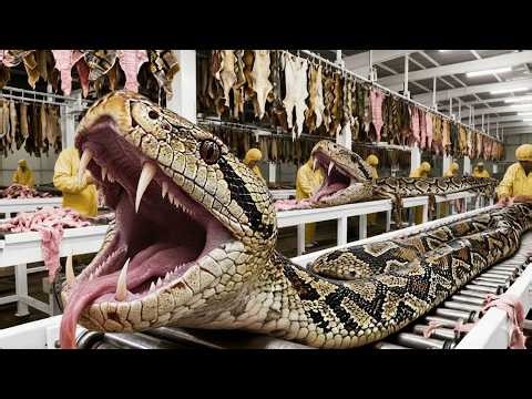 Inside the Snake Leather Factory 🐍 — 35-Foot Anacondas Turned Into $50,000 Bags | Shocking Truth