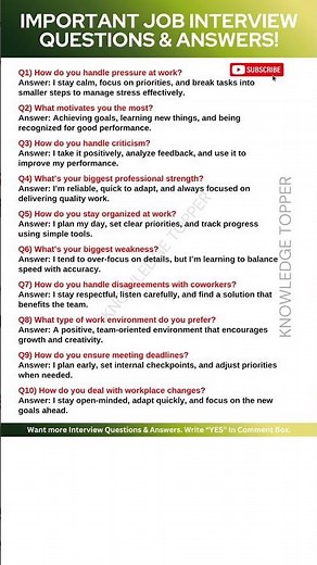 10 Most Important Job Interview Questions and Answers
