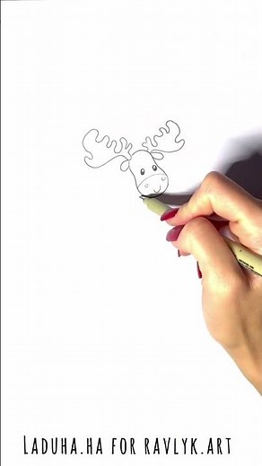 🦌📌 Cute Elk Animal 🌲 Simple & Colorful Drawing 🖼️ #shorts #drawing #RavlykArt