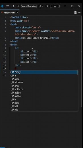 Creating Lists in VS Code with Emmet