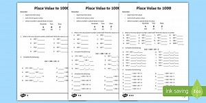 CfE Numeracy and Mathematics Place Value to 1000 Differentiated Number Worksheet
