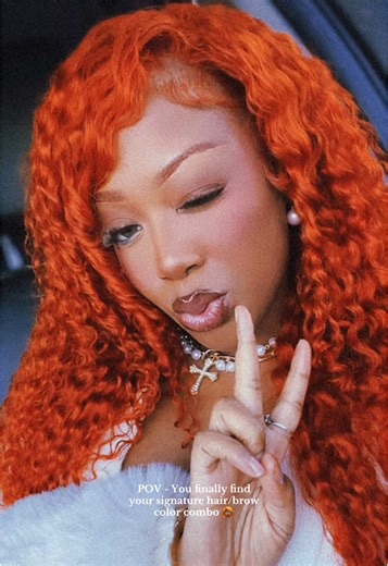 After going ginger every fall! I finally realized it’s not ginger I want, it’s ORANGE! lol with the brow   brown lash combo??! Chefs kiss! #capcut #gingerhair #fyp #viral #fallhair