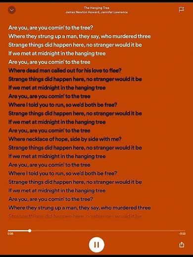 The hanging tree/ lyrics Jennifer Lawrence ￼