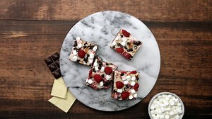 Raspberry Rocky Road Fudge