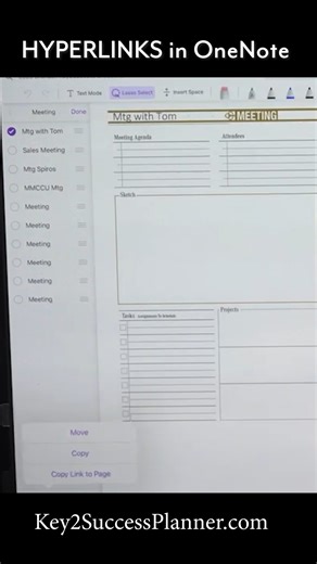 Key2Success Planner on Instagram: "Creating Hyperlinks in OneNote: Meeting Notes Made Easy Learn how to create hyperlinks in OneNote on iPad and use them to manage your notes easily. Featuring Key2Success Planner. www.Key2SuccessPlanner.com #onenote #digitalplanner #key2success #notes #iPad"