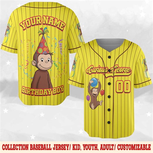 Curious George Birthday Baseball Jersey/curious George Baseball Shirt/curious George Birthday Jersey Shirt/custom Baseball Jersey G5SN02 - Etsy