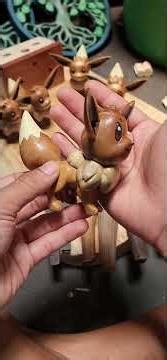 handmade Wooden Eevee, made of solid wood. #wood #woodworking #diy #handmade #diycrafts #craft