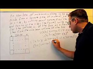 Calculus Optimization Problems: Volume of a Box from a Flat Square Piece