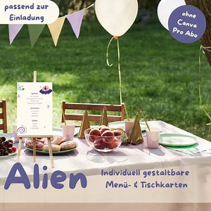 Alien Children's Birthday Menu Cards – Customizable Canva Template – Space Menu Signs to Print – Din A5 Format - Etsy