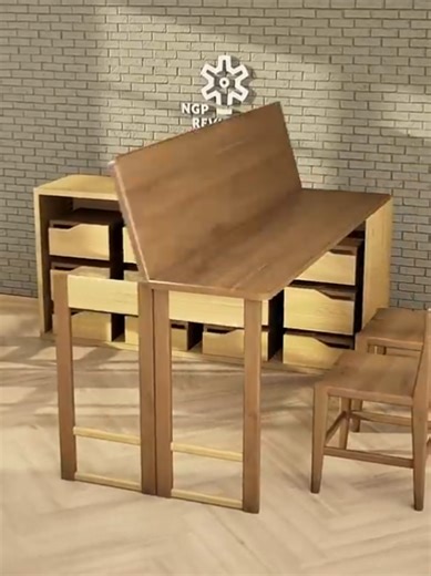 iSpace-Saving Furniture Design Concept_ Hidden Chairs _ Expanding Table #unfrezzmyaccount #usa🇺🇸 #trending #diyproject #woodworking