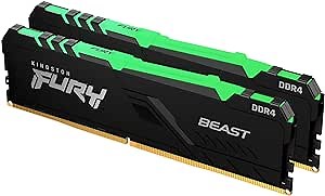 Kingston FURY Beast RGB 64GB (2x32GB) 3200MT/s DDR4 CL16 Desktop Memory Kit of 2 | Infrared Syncing | Intel XMP | AMD Ryzen | Plug n Play | KF432C16BBAK2/64