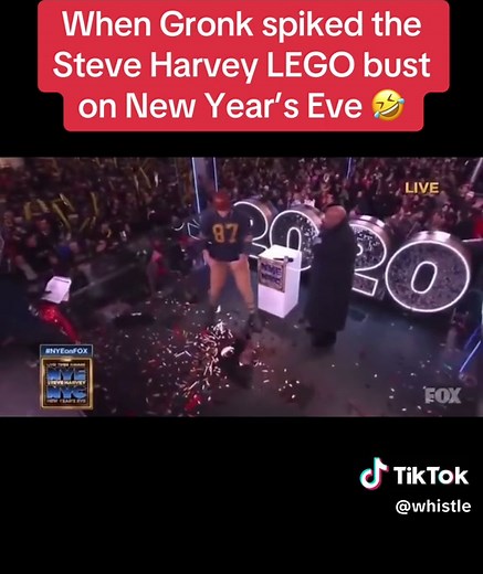 Gronk Spikes Steve Harvey LEGO Bust on New Year's Eve