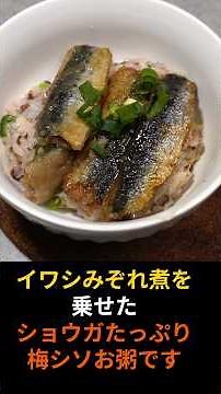 ショウガ倍増で、元気も倍増⁉赤しそとイワシも加えて、しっかりお粥で食欲も倍増です。＃お粥 #簡単レシピ #まいにちごはん#イワシ#梅シソ#温活